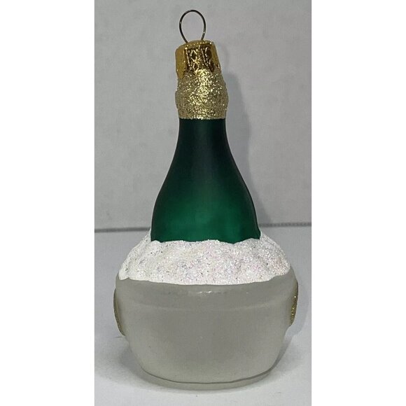Blown Glass 2000 Christmas Ornament Champagne Wine Bottle in Ice Bucket - Picture 5 of 9
